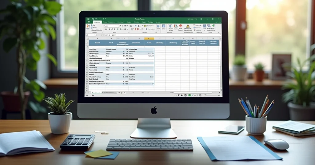 Monitor com planilha de classificação de custos
